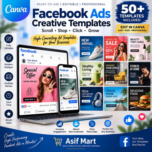 Facebook Ads Creative Templates – 30 Editable Meta Ad Designs | Asif Mart