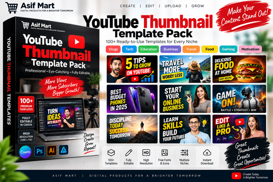 YouTube Thumbnail Templates – 30 Editable Click-Worthy Canva Designs | Asif Mart